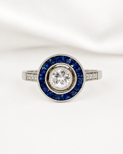 Bague Style Art-Déco Saphirs 0.45 carat &amp; Diamants 0.45 carat "Irina"