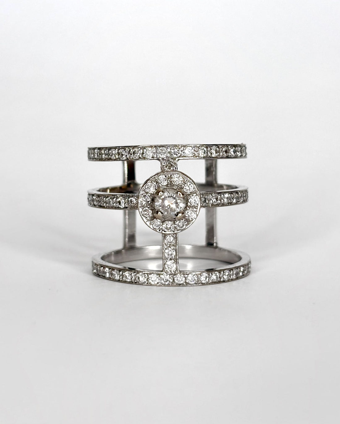 Bague Vintage Trois Anneaux 80 Diamants 0.99 ct "Mélanie"