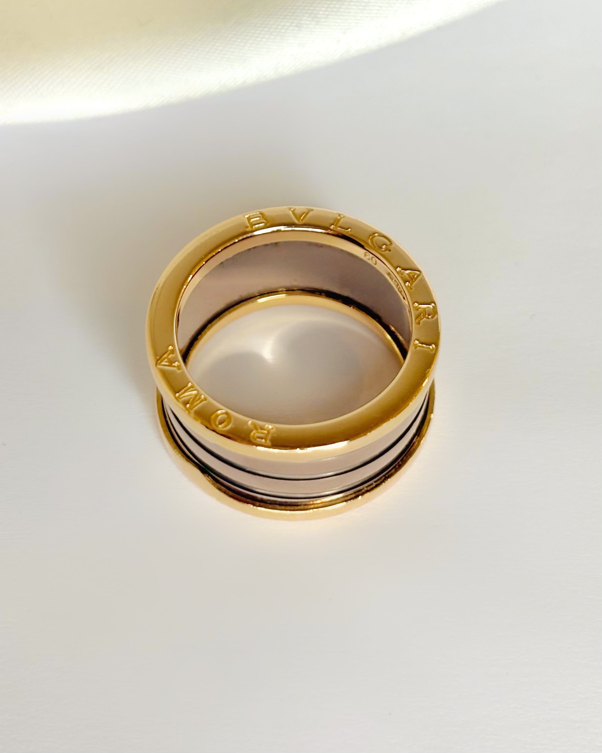 Anillo Jonc Bulgari Oro Rosa y Cerámica "B.zero1"