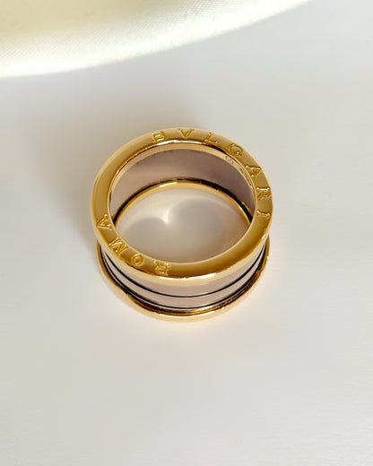 Anillo Jonc Bulgari Oro Rosa y Cerámica "B.zero1"
