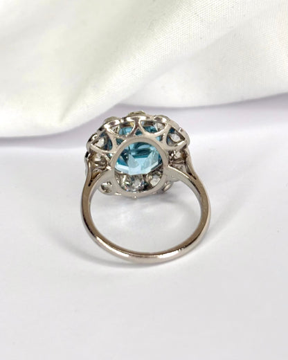 “Adéline” Sky Blue Topaz Daisy Ring, 9.33 carats &amp; 3.25-carat Diamonds
