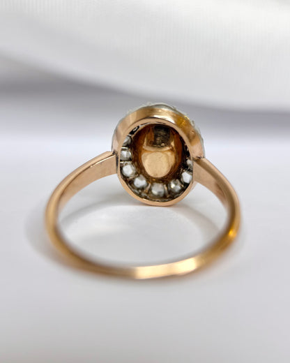 Bague Marguerite Fin XIXème Citrine 1.42 carat &amp; Diamants 4.1g "Leonora"