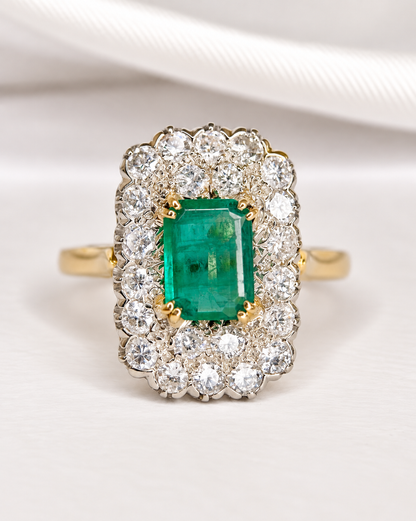 Bague Marguerite Émeraude 1 carat &amp; Diamants 1.32 carat "Félicie"