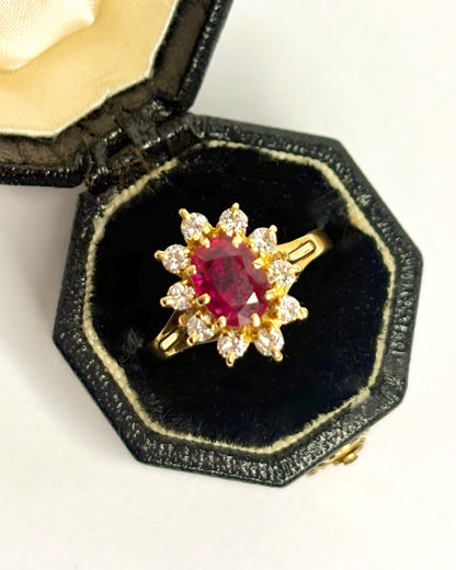 Bague Marguerite Rubis 1.45 carat &amp; Diamants 0.30 carat "Eliane"