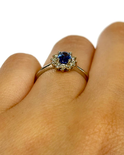 Bague Marguerite Saphir 0.50 carat &amp; Diamants 0.24 carat "Céline"