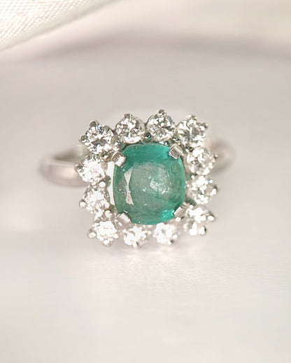 Emerald Daisy Ring 1.45 carat &amp; Diamonds 0.60 carat "Lisa"
