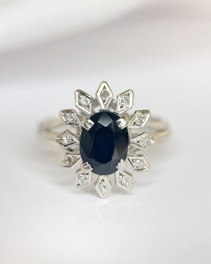 Bague Marguerite Saphir 1.40 carat &amp; Diamants "Chéryl"