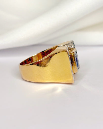Tank Sapphire Ring 1.40 carat, Diamonds 0.68 carat &amp; Gold 11.73g "Frida"