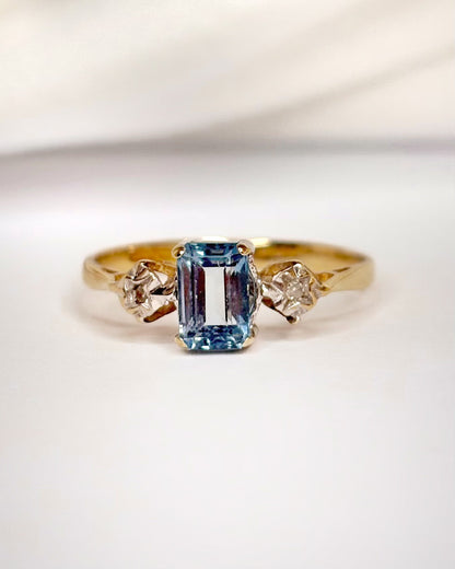 Trilogy Ring Topaz 0.75 Carat &amp; Diamonds "Aryna"
