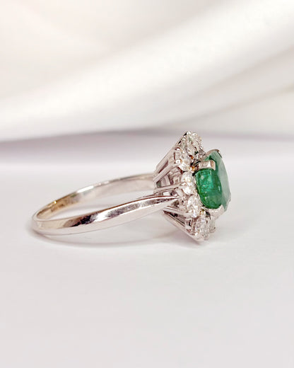 Emerald Daisy Ring 1.45 carat &amp; Diamonds 0.60 carat "Lisa"