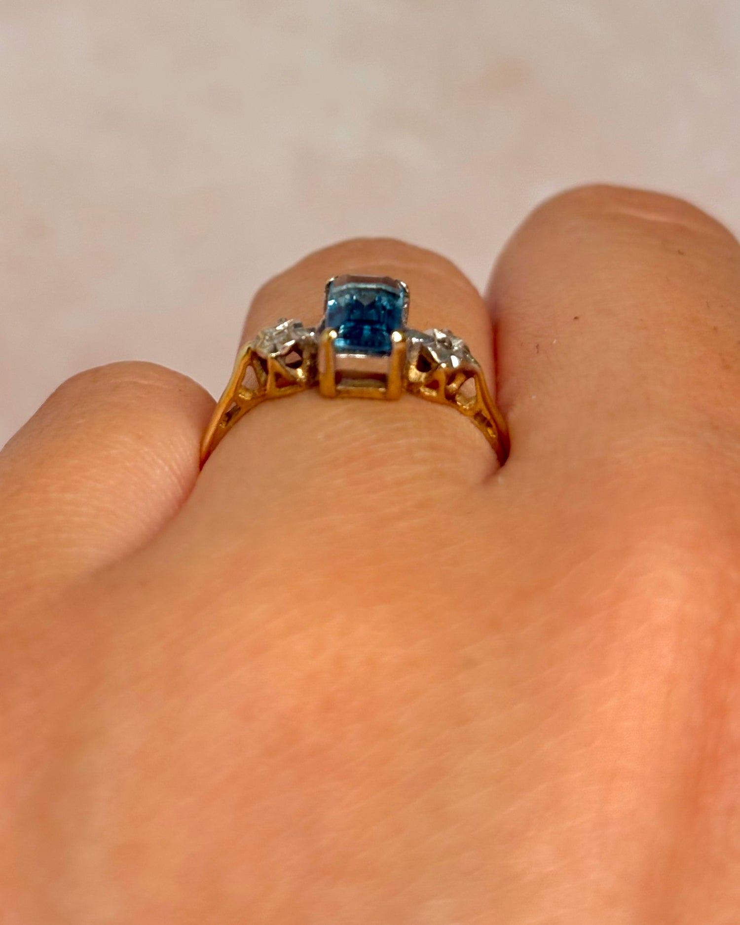 Trilogy Ring Topaz 0.75 Carat &amp; Diamonds "Aryna"
