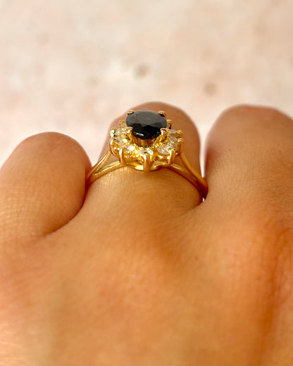Bague Marguerite Saphir 1.32 carat &amp; Diamants 0.30 carat "Elodie"