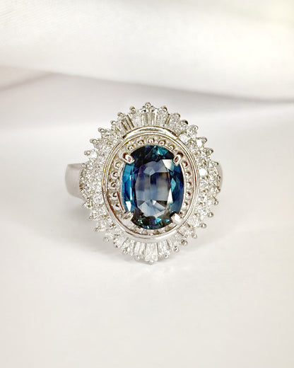 Bague Marguerite Saphir 2.44 carats &amp; Diamants 0.63 carat 9.12g "Irèna"