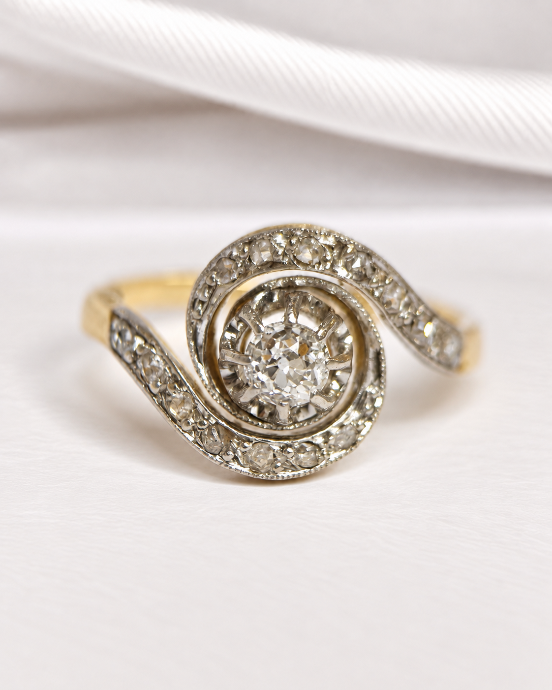 Art Deco Tourbillon Ring, 0.55-carat Diamonds "Théodore"