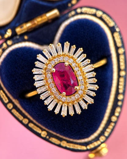 Anillo margarita de rubí mozambiqueño de 0.82 quilates y diamantes de 0.63 quilates "Biena"