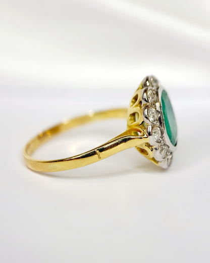 Bague Marguerite Émeraude 1.70 carat &amp; Diamants 0.60 carat "Amale"