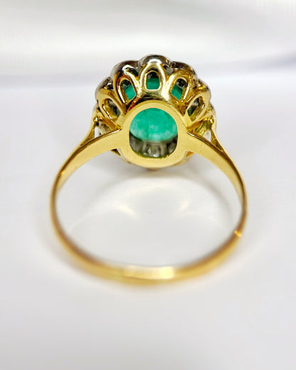 Bague Marguerite Émeraude 1.70 carat &amp; Diamants 0.60 carat "Amale"