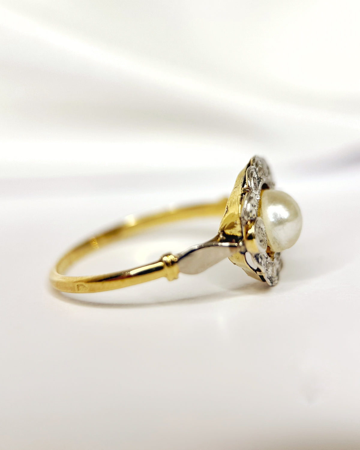 Bague Art-Nouveau Perle &amp; Diamants "Blanche"