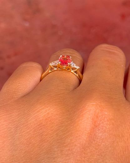 Peach Sapphire 1.07 carat &amp; Diamond Trilogy Ring "Ava"
