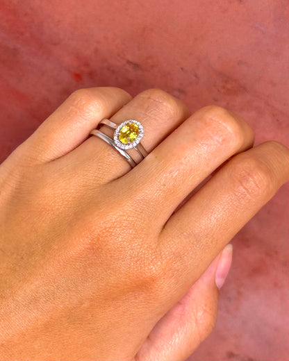 Bague Solitaire Saphir Jaune 1 carat &amp; Diamants "Connie"