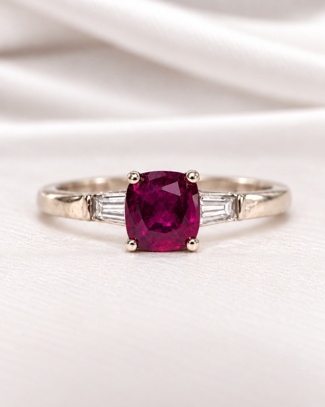 Bague Trilogie Rubis Chatoyant 1.48 carat &amp; Diamants "Zélia"