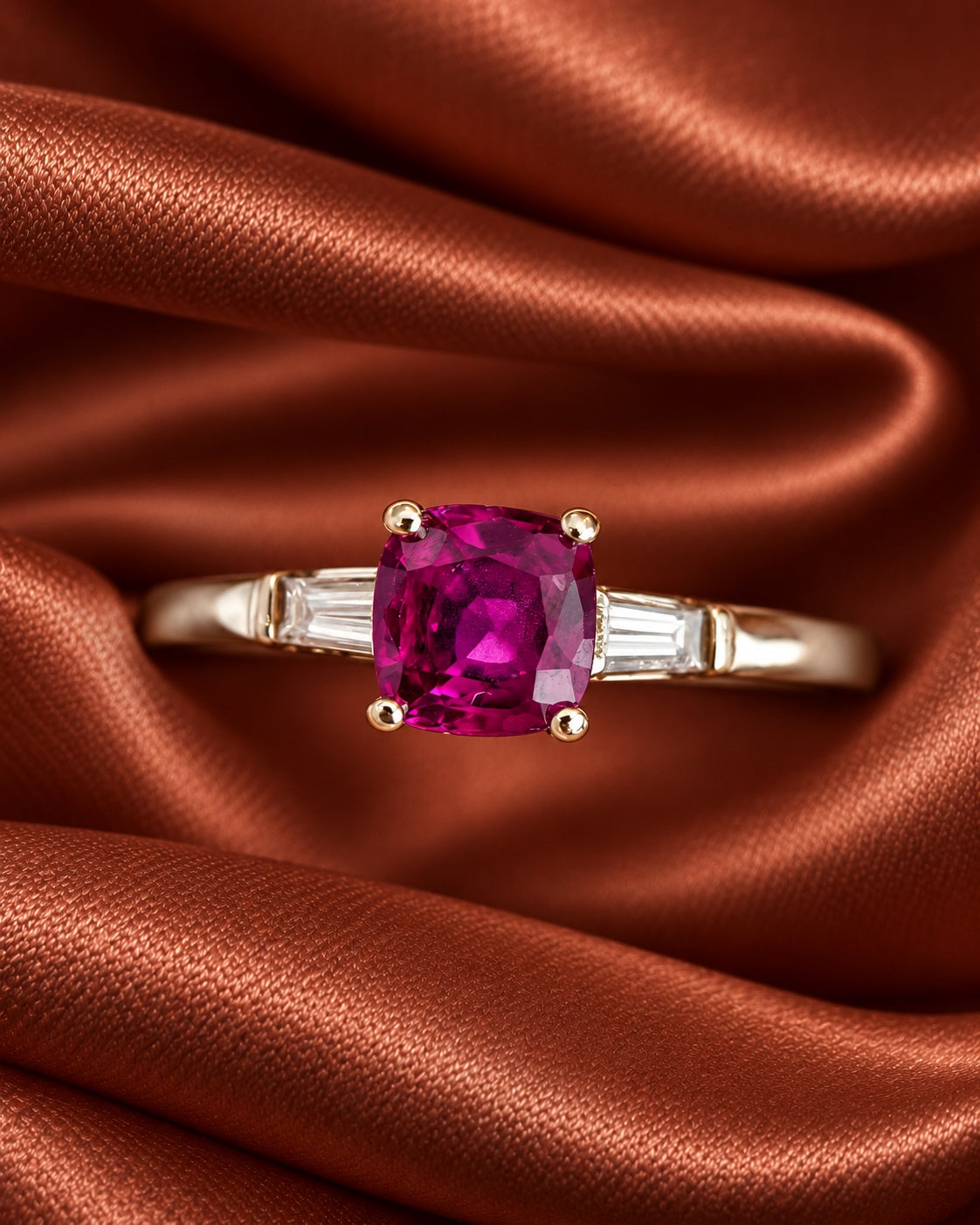 Bague Trilogie Rubis Chatoyant 1.48 carat &amp; Diamants "Zélia"