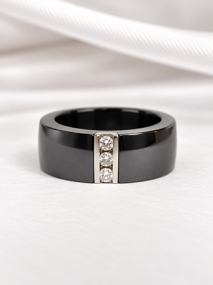 Ceramic &amp; Diamond Band Ring "Kamila"