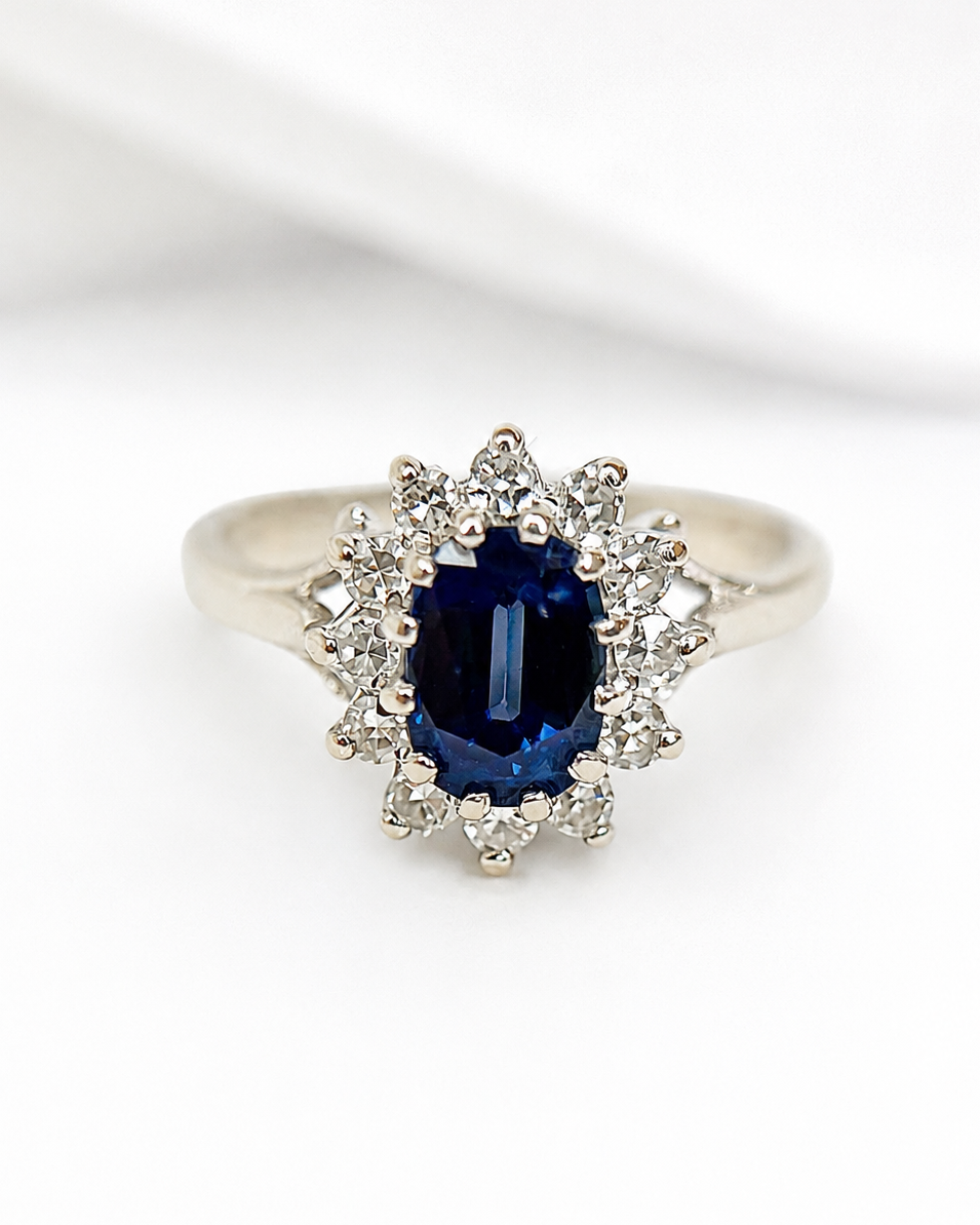 Bague Marguerite Saphir 1.09 carat &amp; Diamants 0.24 carat "Valérie"