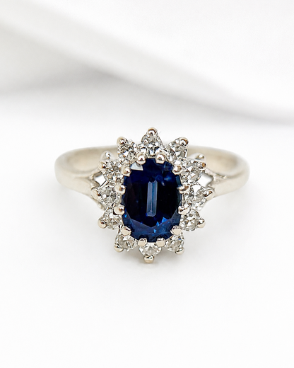 Bague Marguerite Saphir 1.09 carat &amp; Diamants 0.24 carat "Valérie"