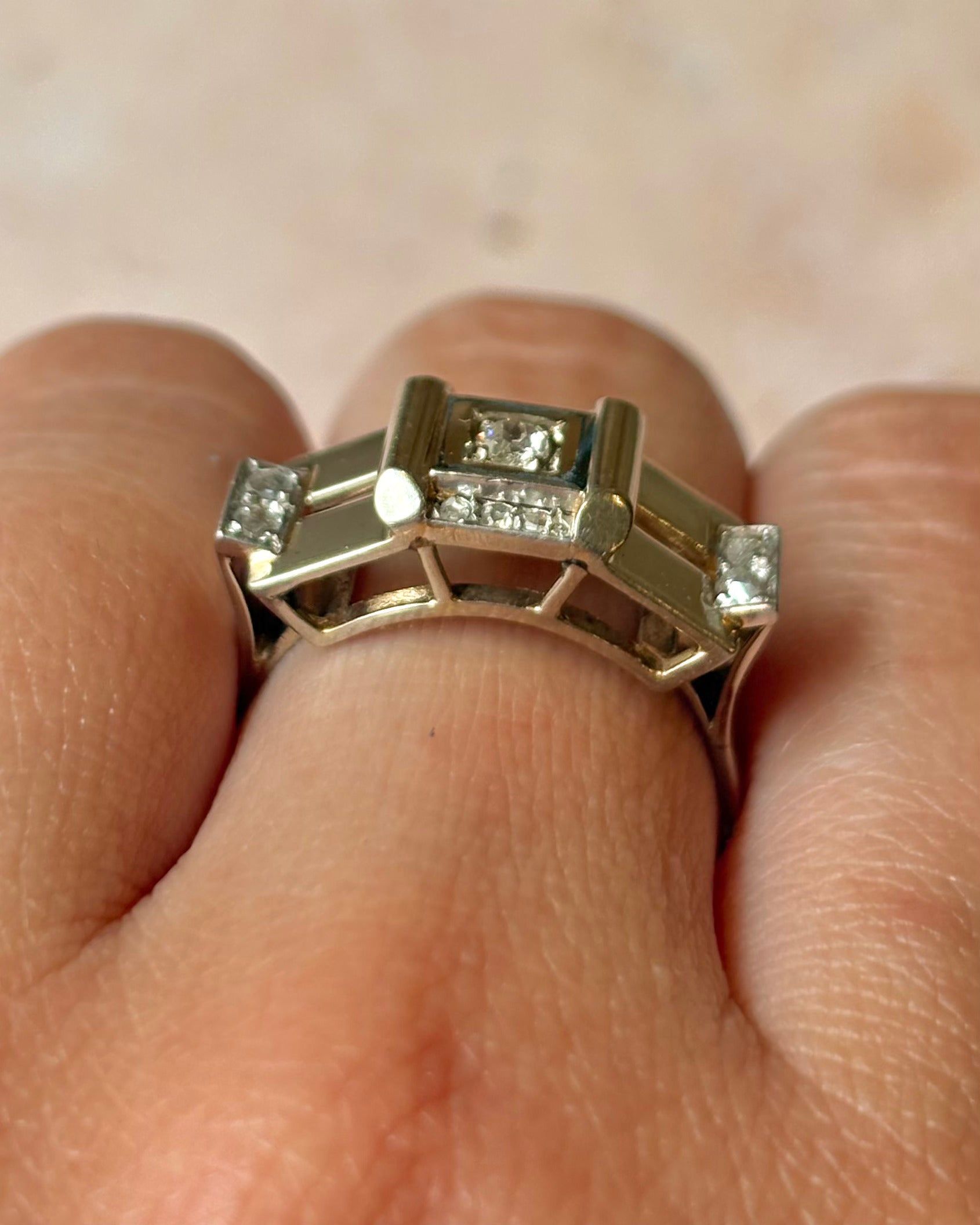 Bague Tank Diamants &amp; Or 5.29g "Laurine"