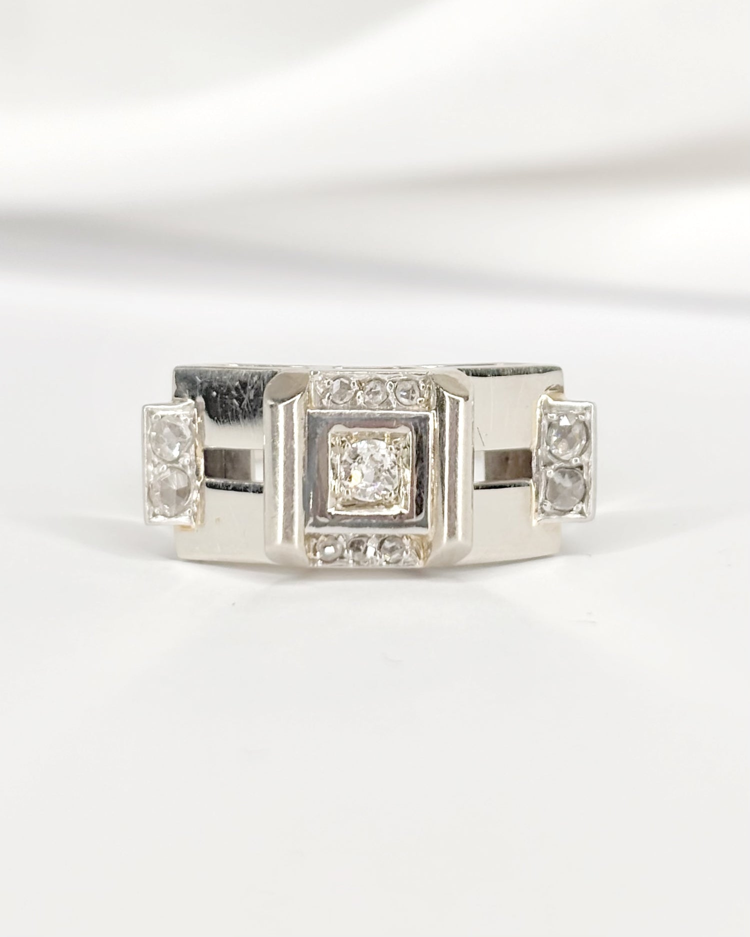 Bague Tank Diamants &amp; Or 5.29g "Laurine"