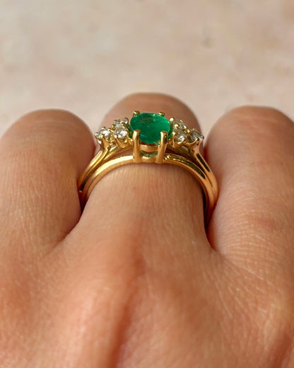Bague Trilogie Émeraude 0.94 carat &amp; Diamants 0.30 carat "Cléa"