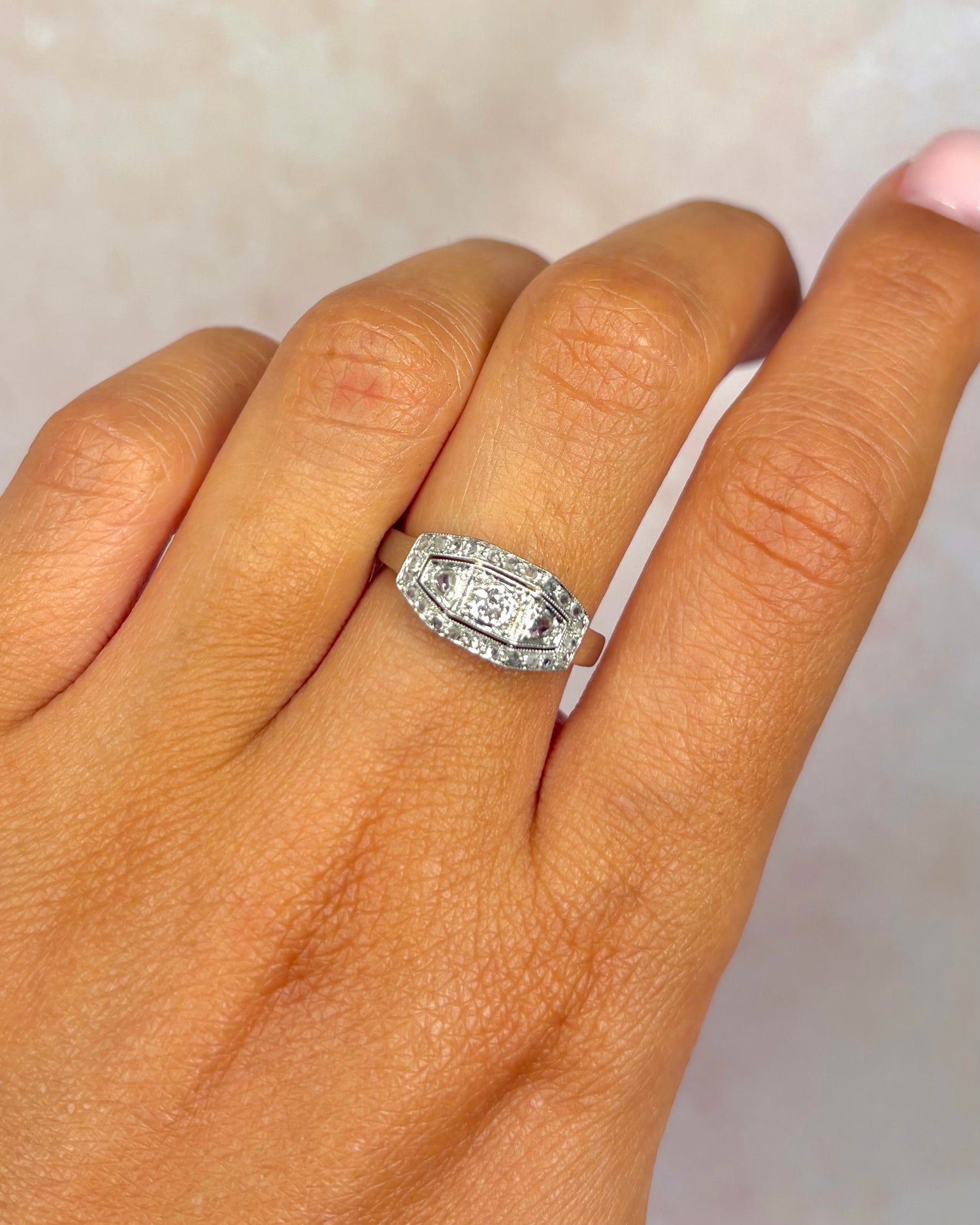Anillo Art Déco con diamantes de 0,21 quilates "Dana"