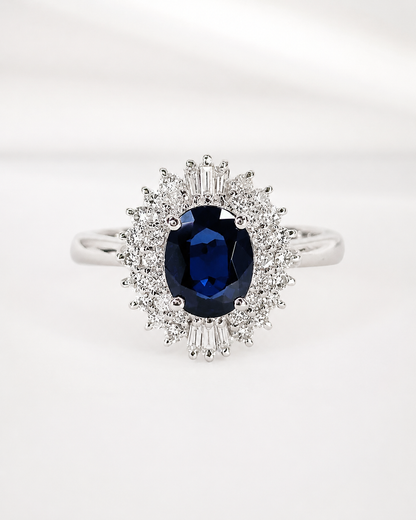 Bague Marguerite Saphir 1.08 carat &amp; Diamants 0.47 carat "Adixia"