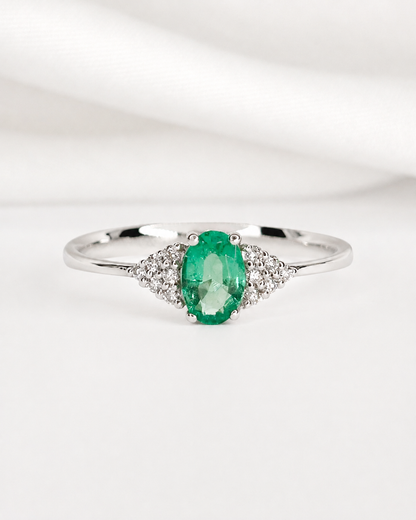 Bague Trilogie Émeraude &amp; Diamants "Gabriella"