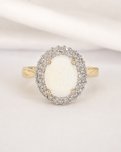 Bague Marguerite Opale 0.85 carat &amp; Diamants 0.42 carat "Kiana"