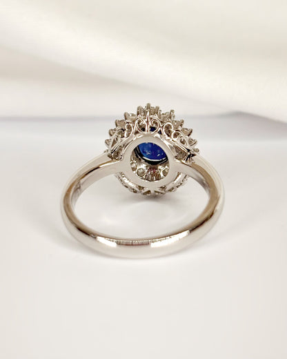 Bague Marguerite Saphir 1.08 carat &amp; Diamants 0.47 carat "Adixia"