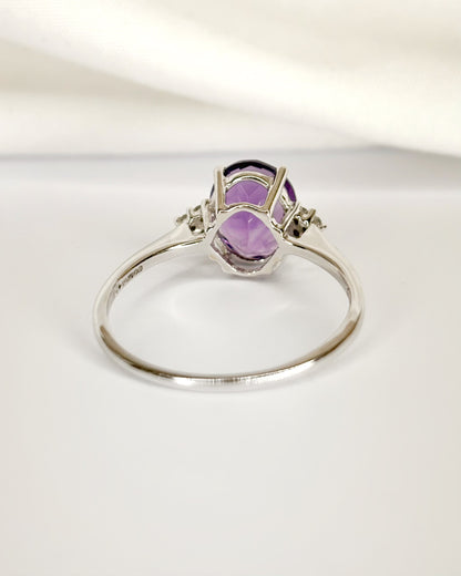 Bague Trilogie Améthyste 2.35 carats &amp; Topazes Blanches "April"