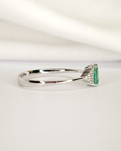Bague Trilogie Émeraude &amp; Diamants "Gabriella"