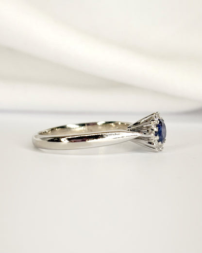 Bague Marguerite Saphir 0.56 carat &amp; Diamants "Silvia"