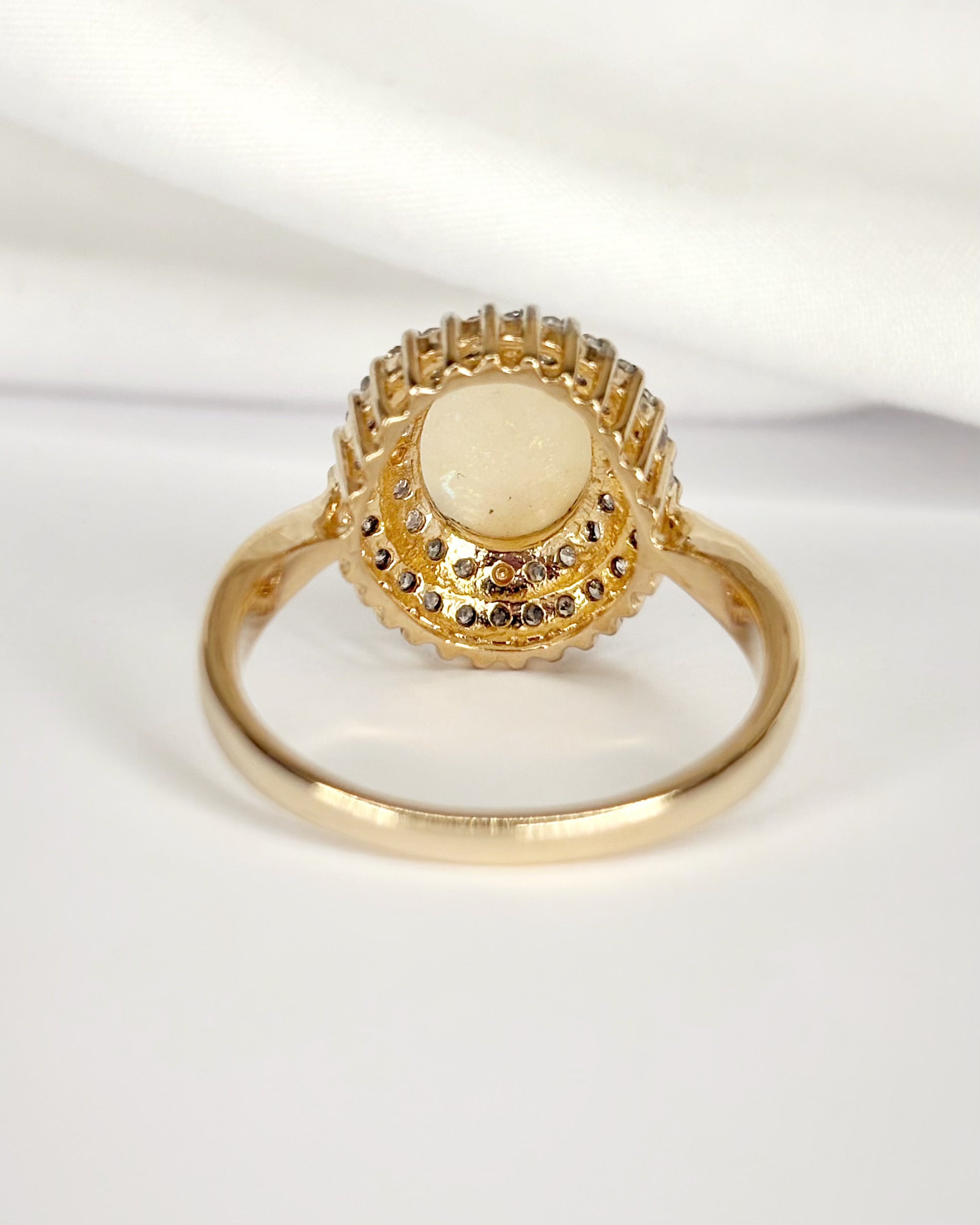 Bague Marguerite Opale 0.85 carat &amp; Diamants 0.42 carat "Kiana"