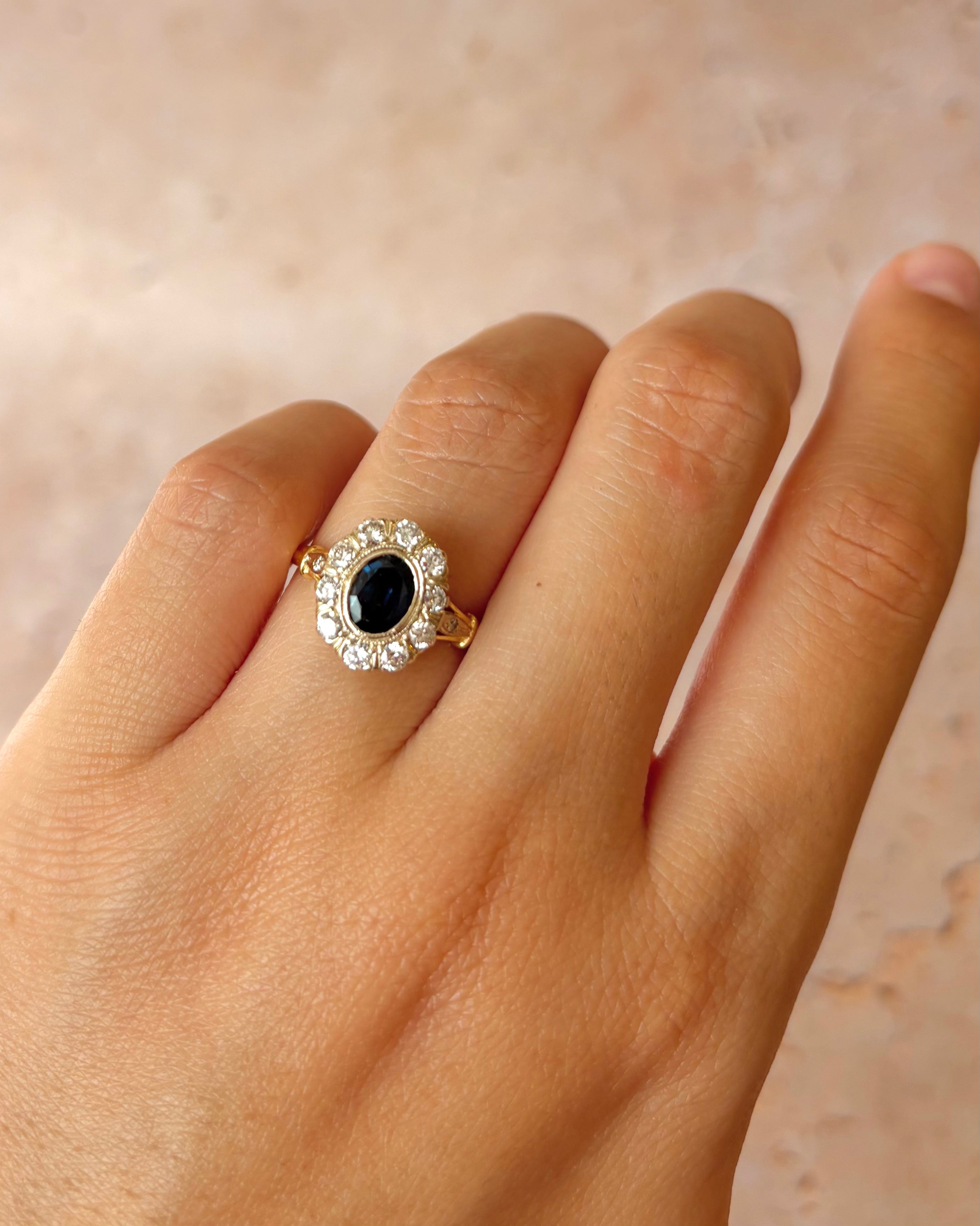 Bague Marguerite Saphir 0.98 carat &amp; Diamants 0.52 carat "Léane"
