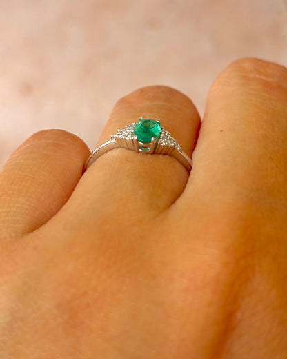 Bague Trilogie Émeraude &amp; Diamants "Gabriella"