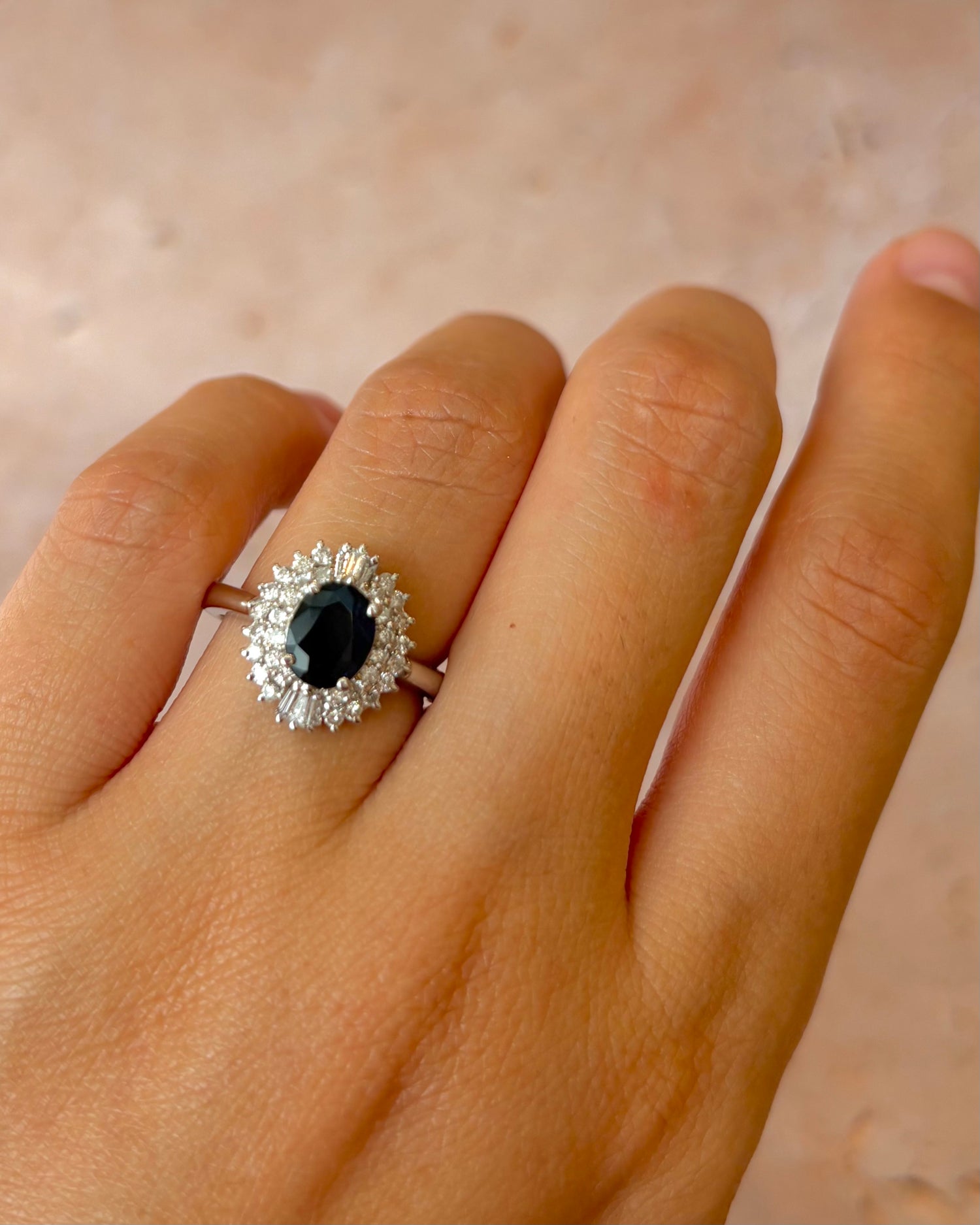 Bague Marguerite Saphir 1.08 carat &amp; Diamants 0.47 carat "Adixia"