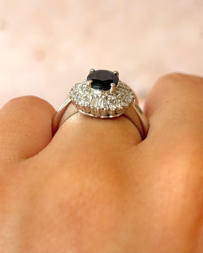 Bague Marguerite Saphir 1.08 carat &amp; Diamants 0.47 carat "Adixia"