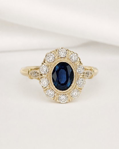 Bague Marguerite Saphir 0.98 carat &amp; Diamants 0.52 carat "Léane"