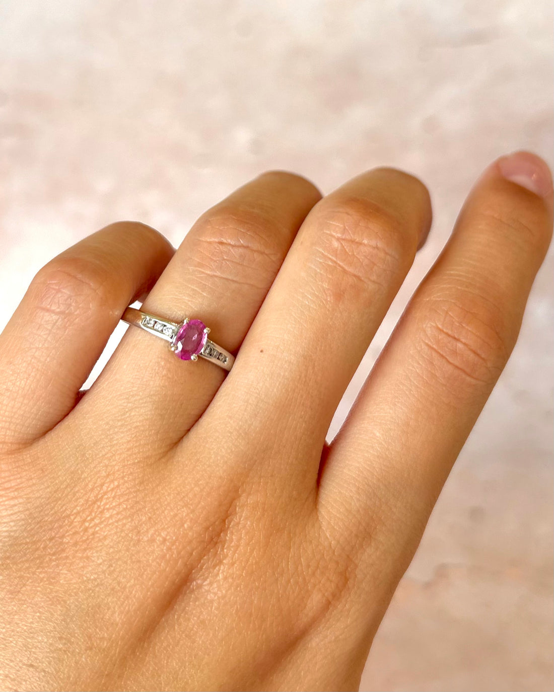 Bague Solitaire Saphir Rose &amp; Diamants "Rosalia"