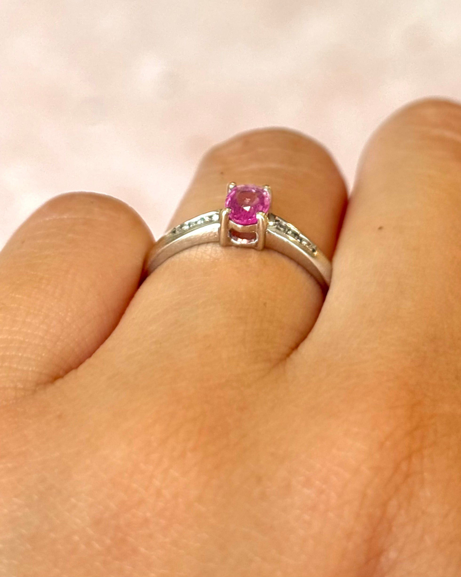Bague Solitaire Saphir Rose &amp; Diamants "Rosalia"
