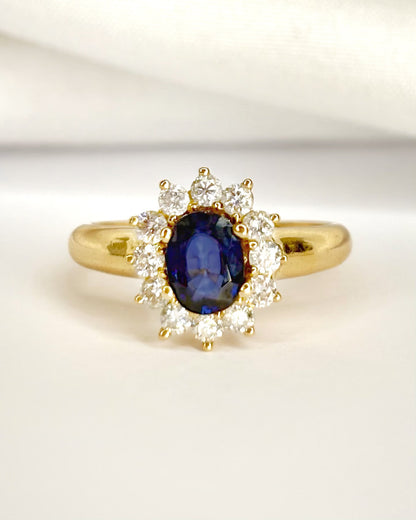 “Aurélia” 0.85-carat Sapphire &amp; 0.48-carat Diamond Marguerite Ring, 4.7g