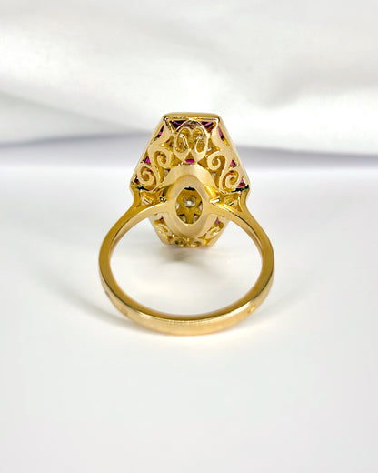 Art Deco-Style Ruby Ring 1.05 carats &amp; Diamonds 0.52 carats 6.05 g “Justine”